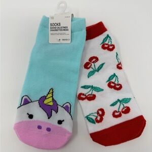 Cherries Ankle Sock Unicorn Low Cut Socks Colorful 2 Pack Set Cherry Print Pink